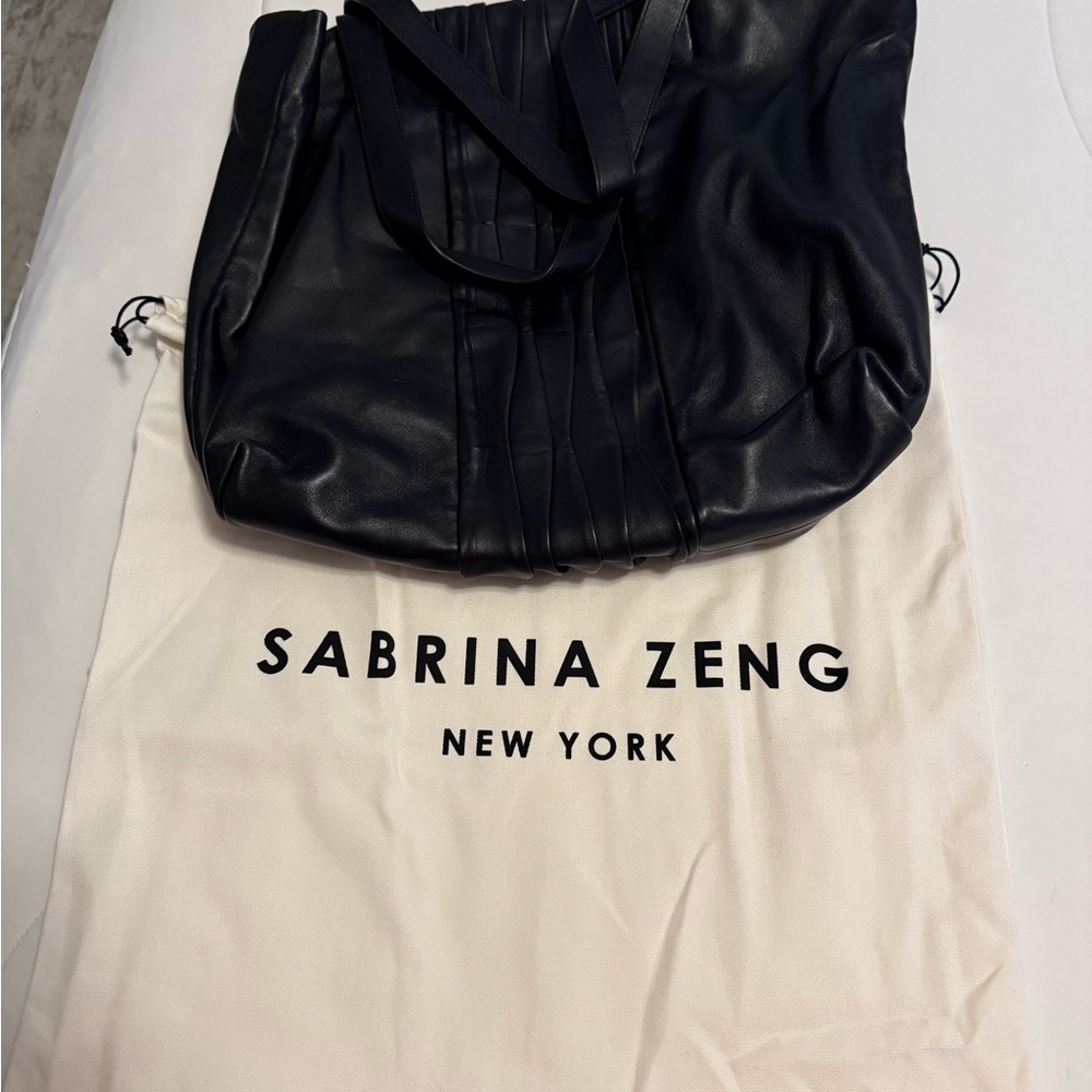 Stunning Sabrina Zeng Ruched Black Leather Tote Bag - absolutely gorgeous!!!
